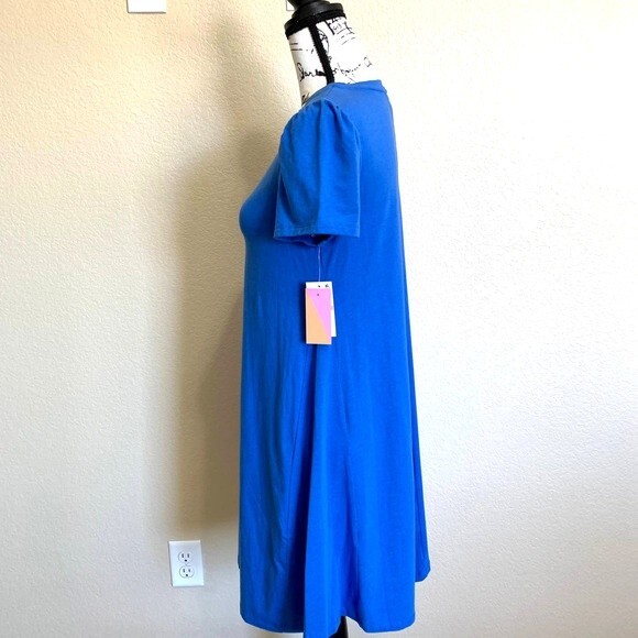 Riley & Rae Blue dress puff Short Sleeve  fit and flare Dress size M relax fit - Picture 4 of 11